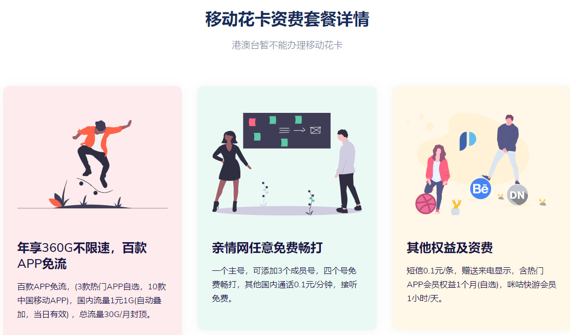 移动花卡资费套餐详情 港澳台暂不能办理移动花卡